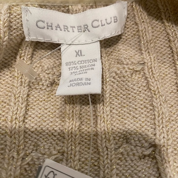 CHARTER CLUB GOLD CABLE KNIT SWEATER    NWT - Picture 6 of 11